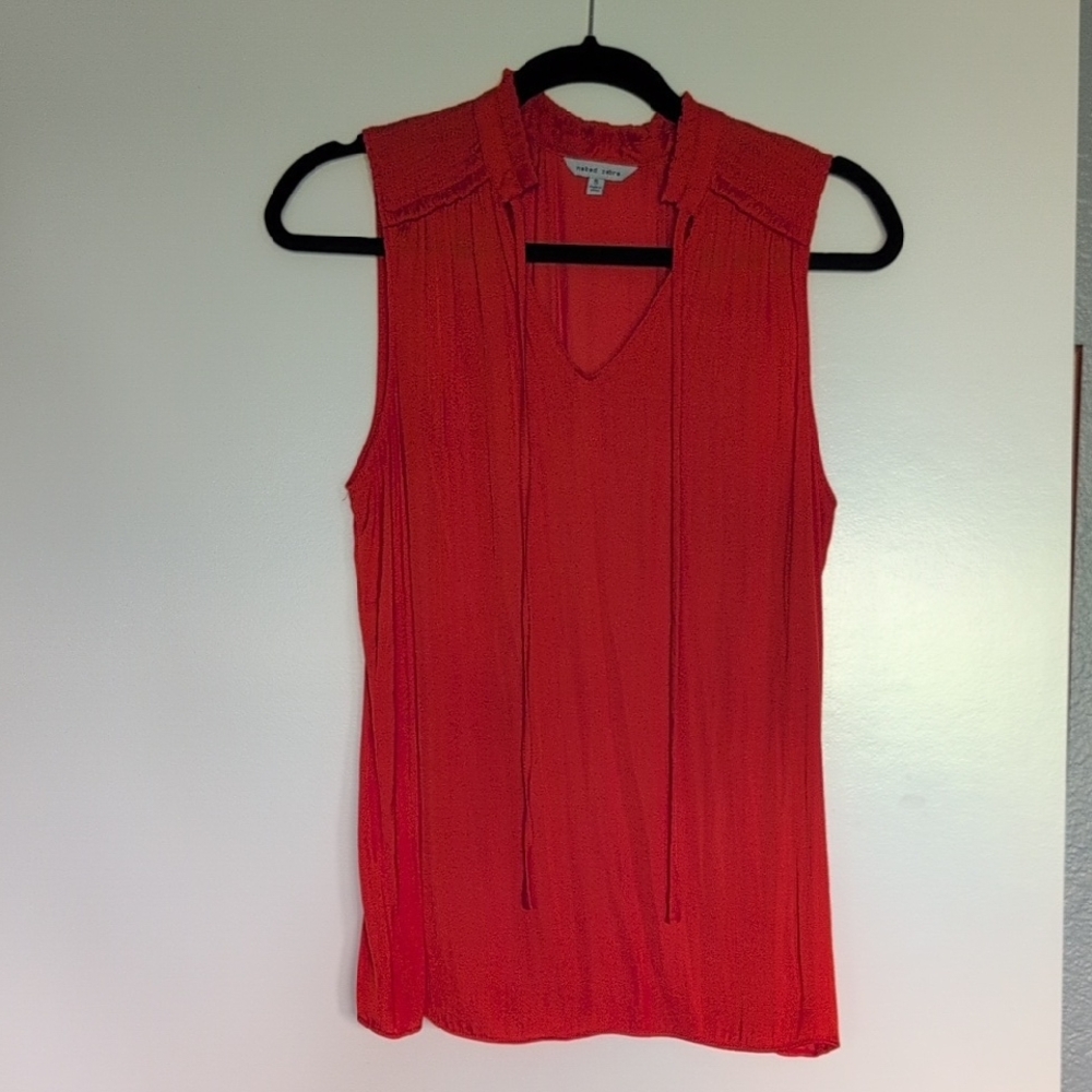 Naked Zebra Red Sleeveless V-Neck Tie-Front Camisole